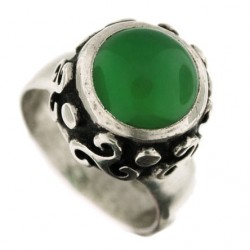 Bague Toulhoat triskel pierre agate verte