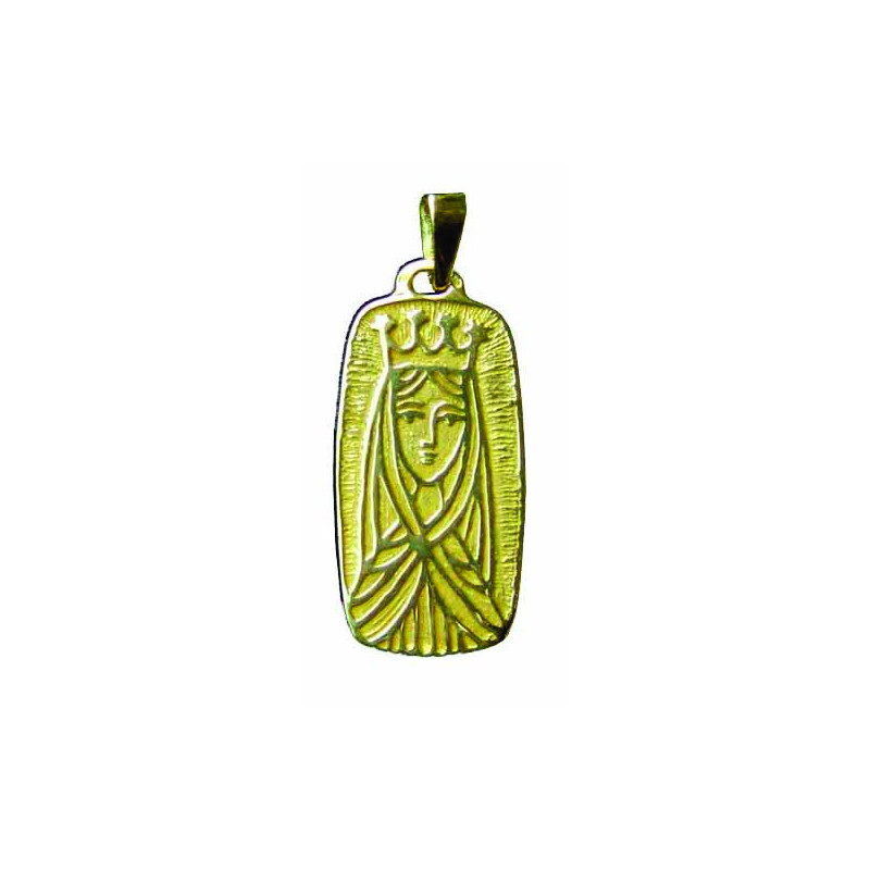 Virgin Mary medal in a rectangular, champlevé shape (Ex 39)