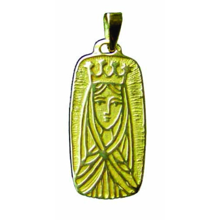 Virgin Mary medal in a rectangular, champlevé shape (Ex 39)