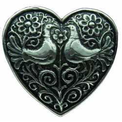 Heart Brooch with 2 Birds