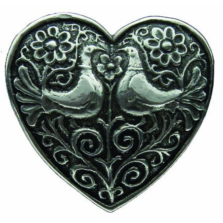 Heart Brooch with 2 Birds